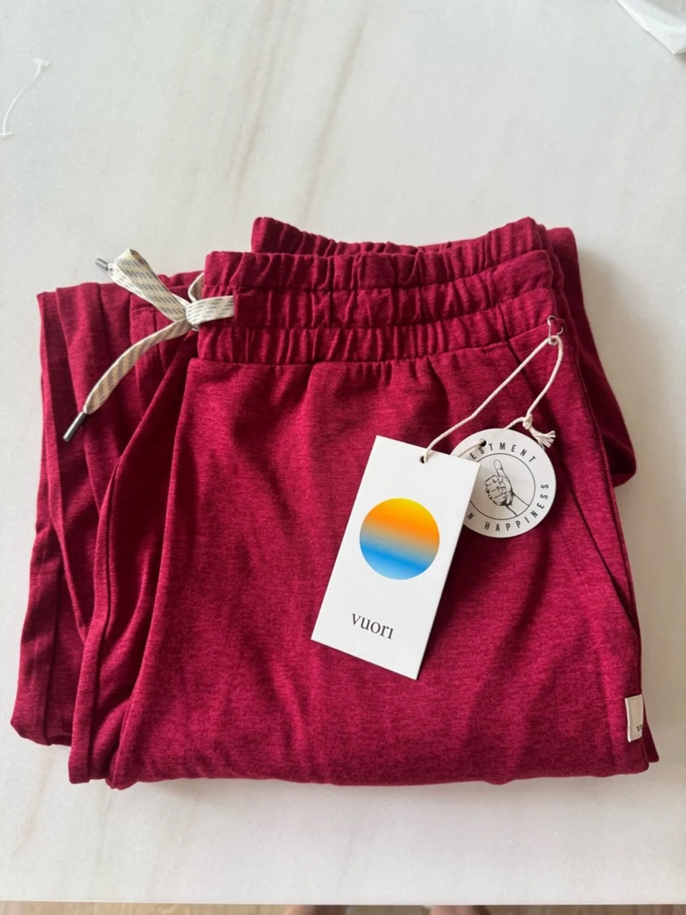 NEW NWT Vuori Women’s Halo Essential Wideleg Pant Size Small Strawberry Heather - Picture 5 of 10